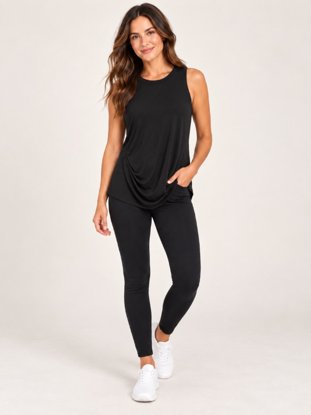 Athleta Black Crewneck Sleeveless Tank